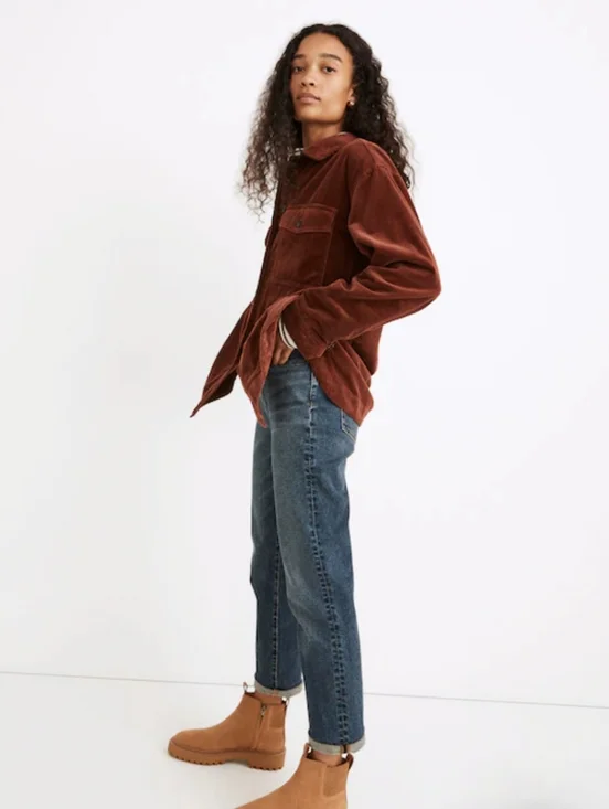 Madewell Shirt Jacket, Size Large, Corduroy, Cinnamon Brown, Buttons - Picture 11 of 14